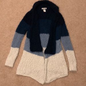Cotton Emporium blue tone fuzzy sweater cardigan